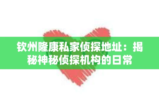 钦州隆康私家侦探地址：揭秘神秘侦探机构的日常