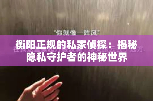 衡阳正规的私家侦探：揭秘隐私守护者的神秘世界